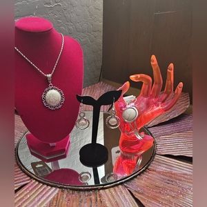 Semi precious turquoise stone Jewellery Set, earrings, bracelet, necklace